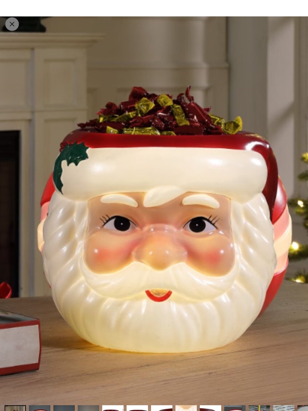 Mr. Christmas 12” Lighted Santa Blow Mold Candy Dish New